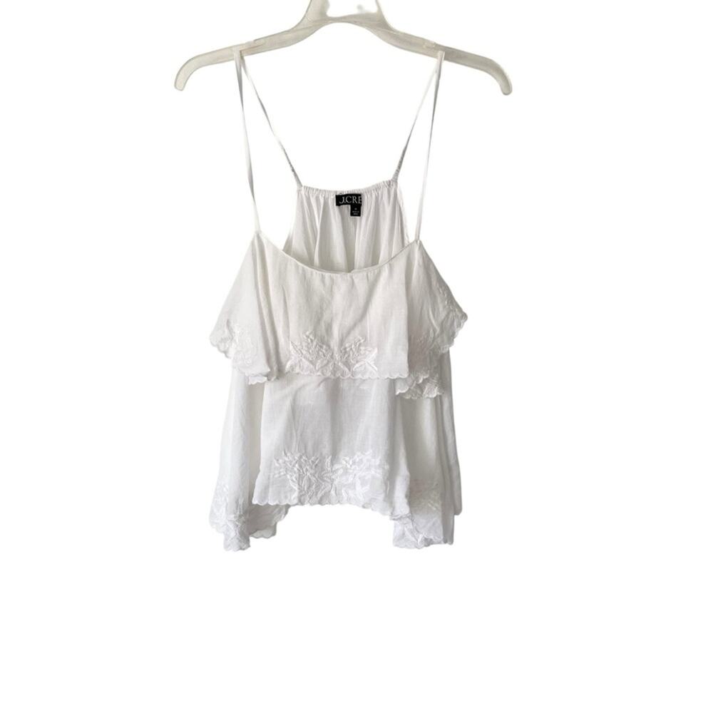 J. Crew White Embroidered Cotton Voile Tank Blouse Cami size medium - Picture 5 of 10
